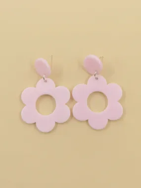 1 Par De Pendientes Acrilicos Simples Y Personalizados Con Forma De Flor Y 1 Par De Pendientes De Regalo De Fiesta Versatiles Y Romanticos