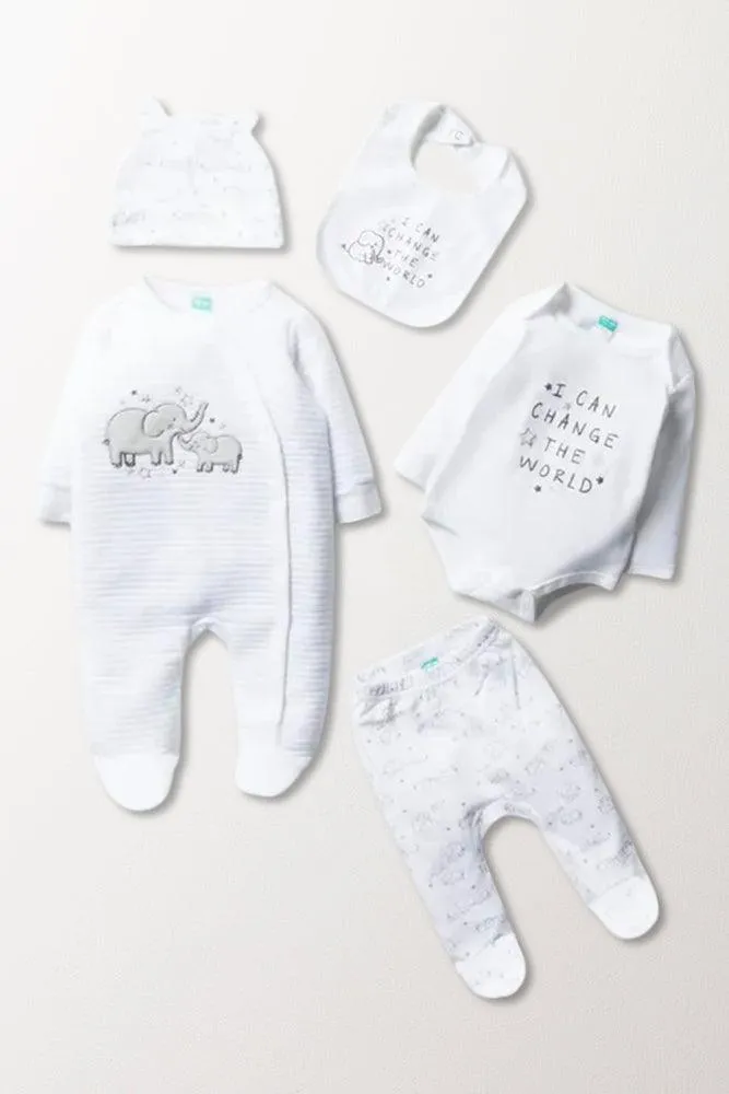 5 Piece Elephant Set White