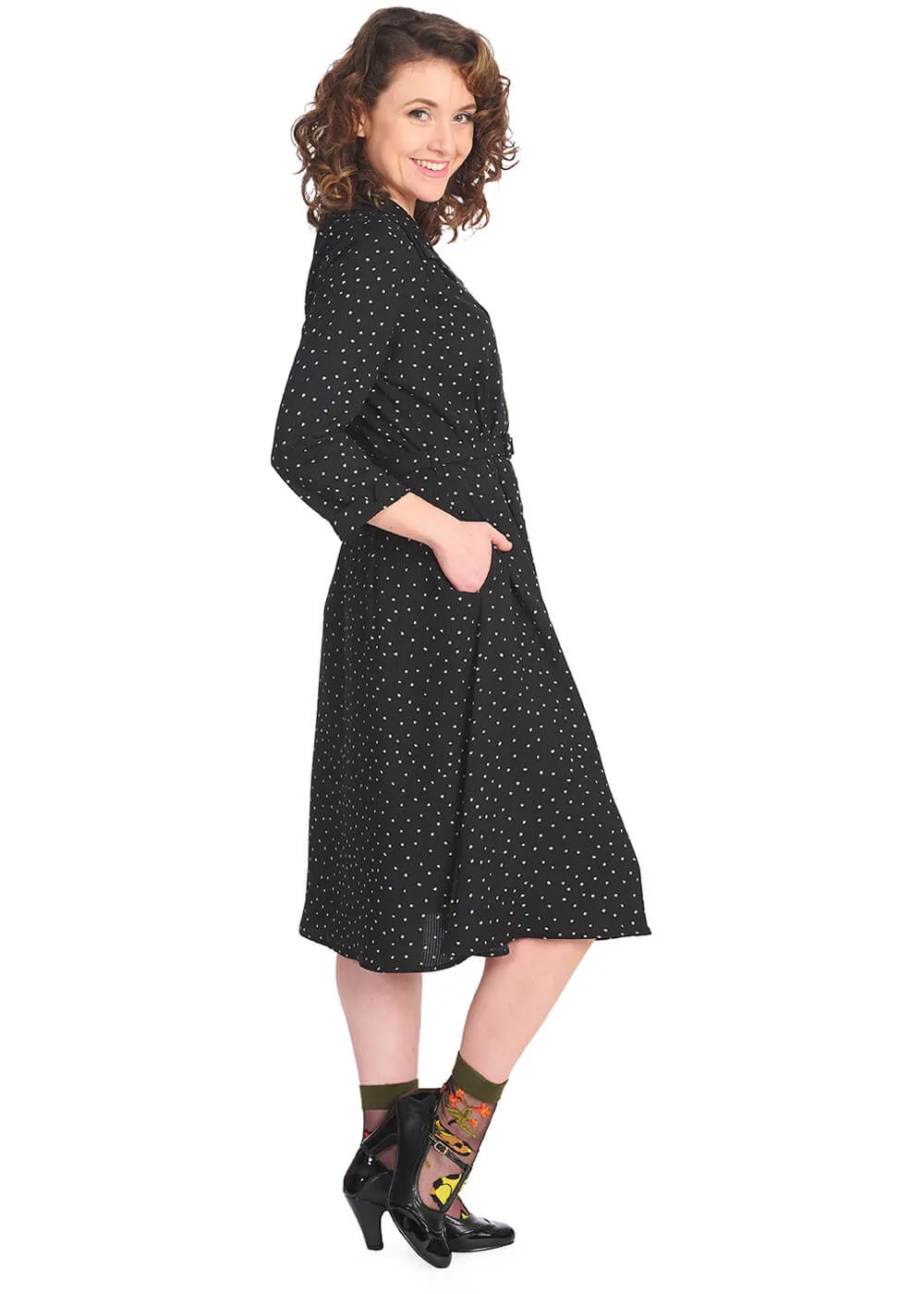 Banned Delicious Dots 50's Dress Black