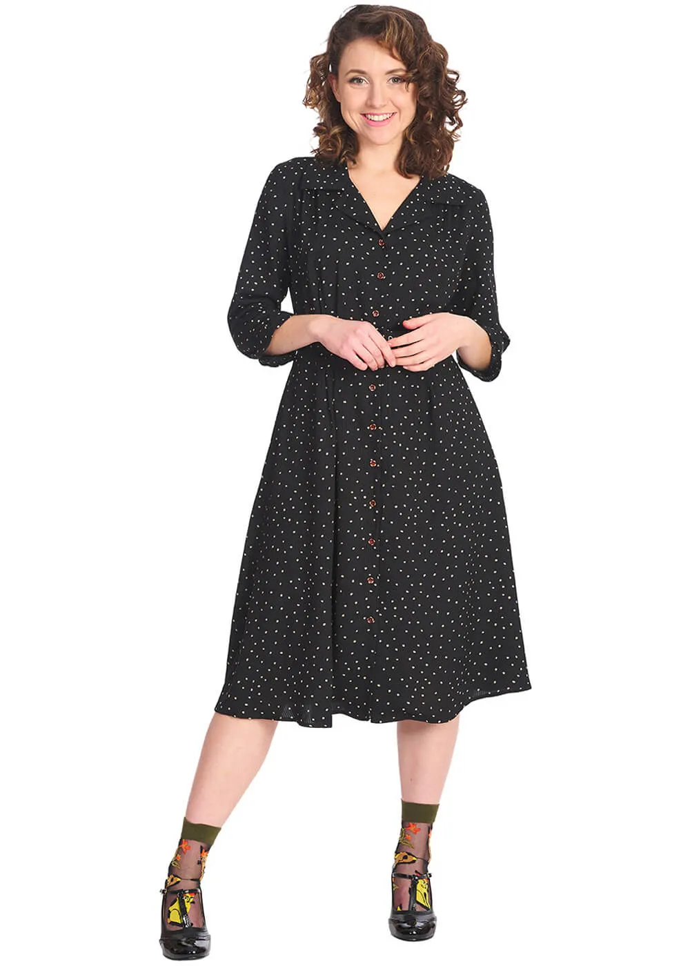 Banned Delicious Dots 50's Dress Black