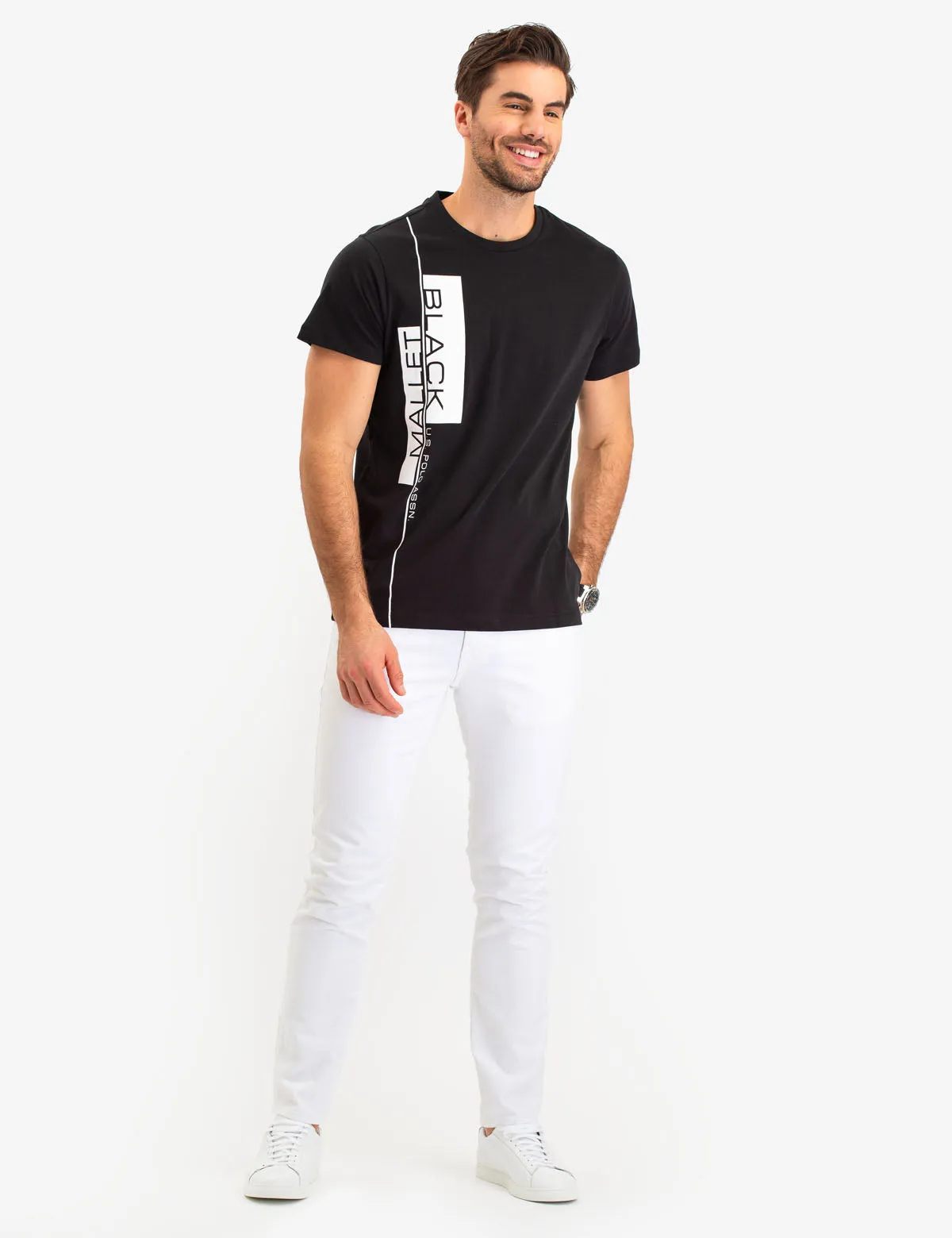 BLACK MALLET VERTICAL LOGO T-SHIRT