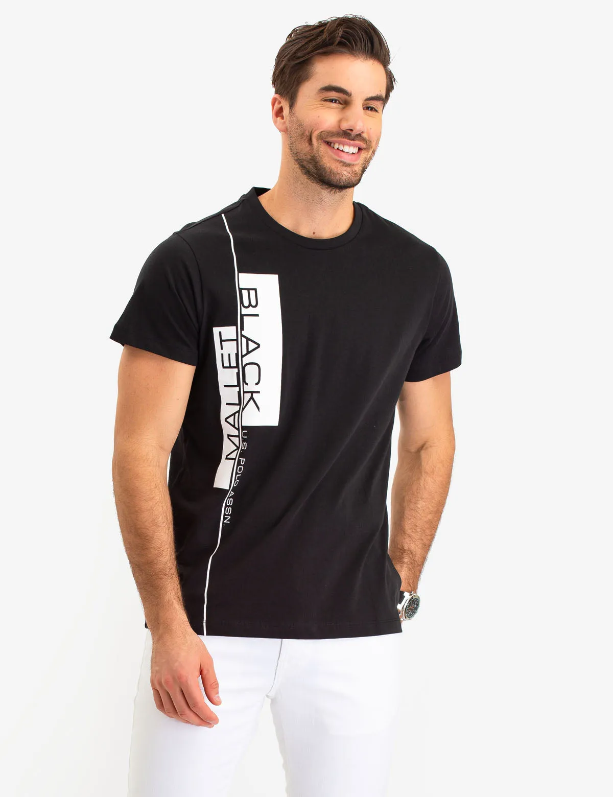 BLACK MALLET VERTICAL LOGO T-SHIRT