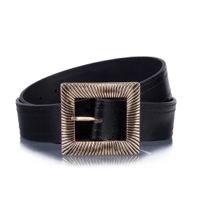 Ceinture Femme lisse rétro Noir