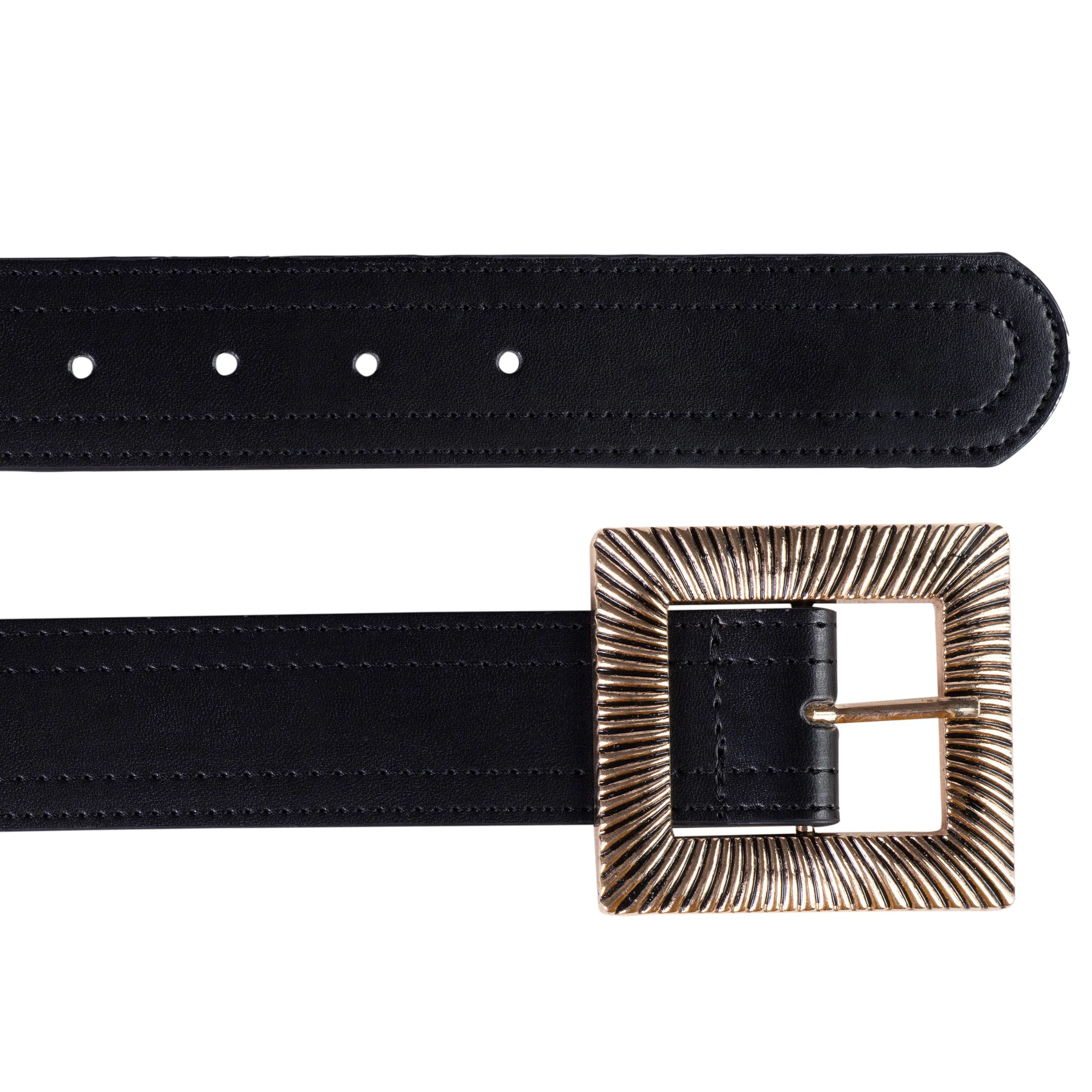 Ceinture Femme lisse rétro Noir