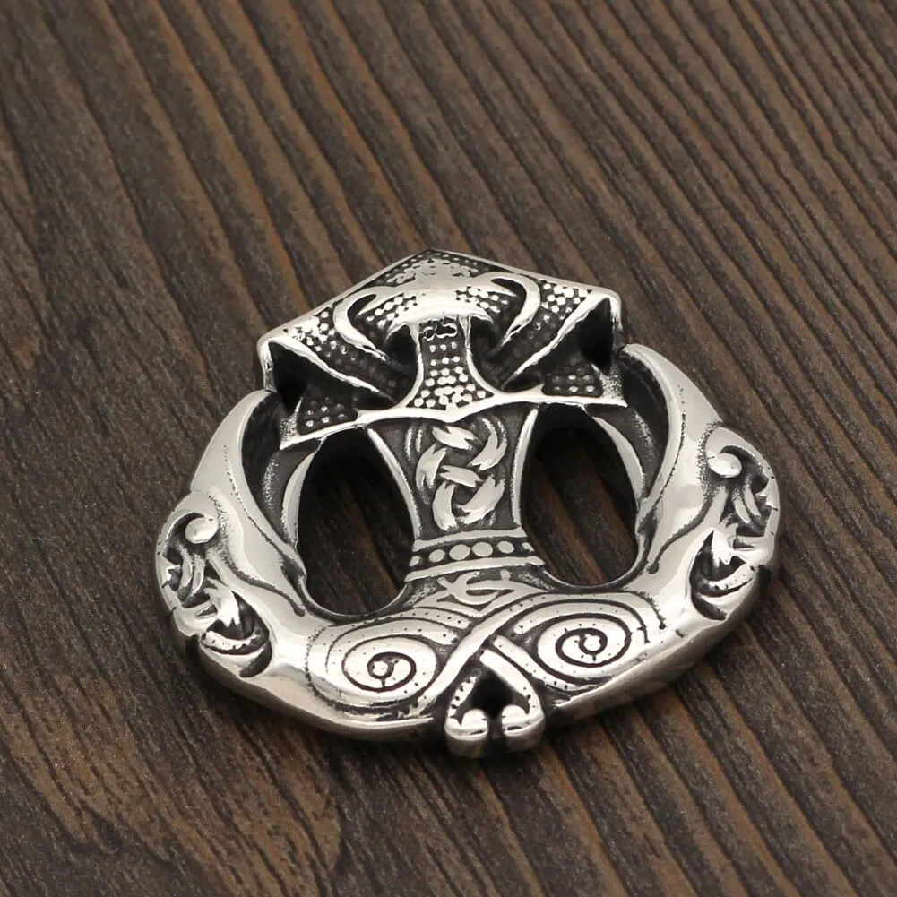 Collier Mjolnir - marteau de Thor avec becs des corbeaux d'odin