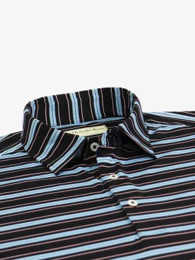 Donald Ross Mens Bold Regimental Stripe Jersey - BLACK/PROVENCE/OYSTER