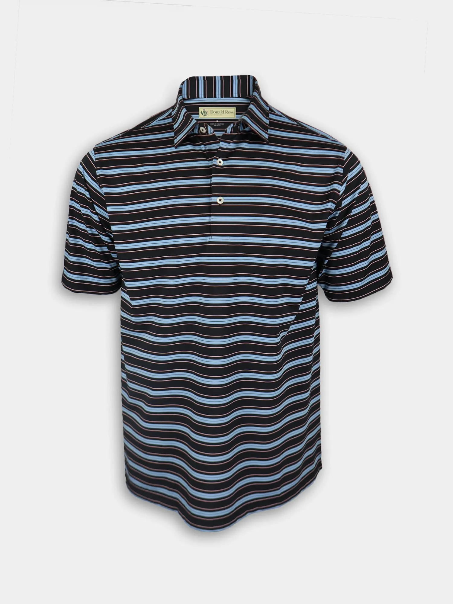 Donald Ross Mens Bold Regimental Stripe Jersey - BLACK/PROVENCE/OYSTER