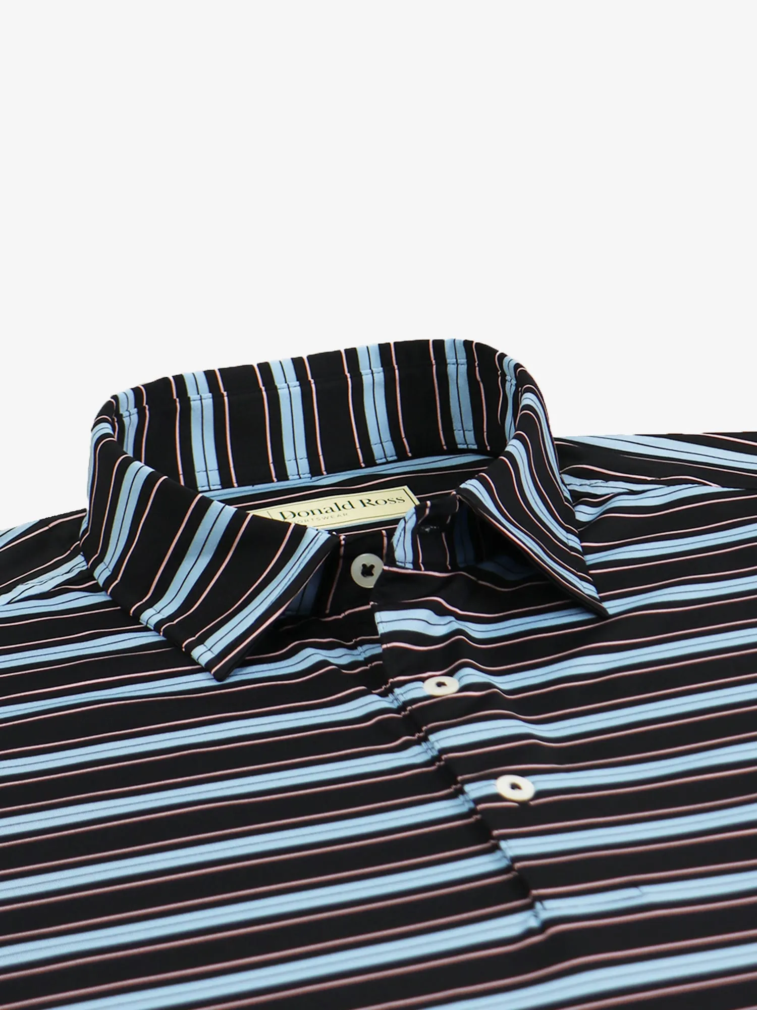 Donald Ross Mens Bold Regimental Stripe Jersey - BLACK/PROVENCE/OYSTER