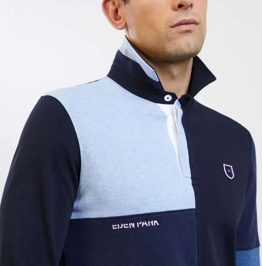 Eden Park Blue Rugby Long Sleeve Polo Blue