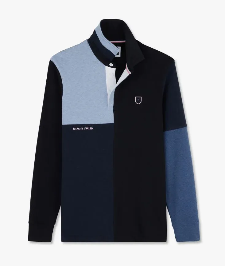 Eden Park Blue Rugby Long Sleeve Polo Blue