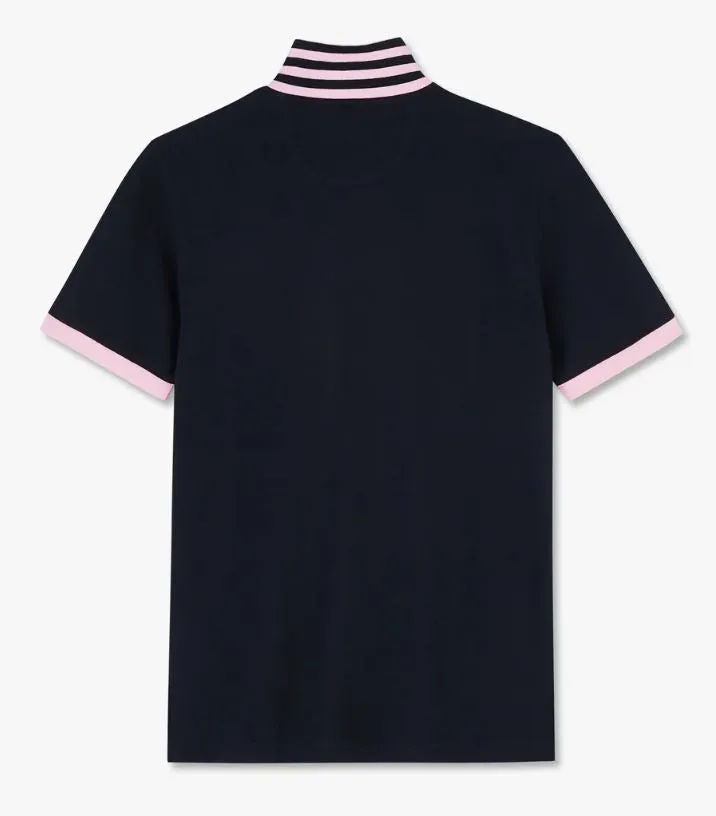 Eden Park Marine Contrast Pink Polo Navy