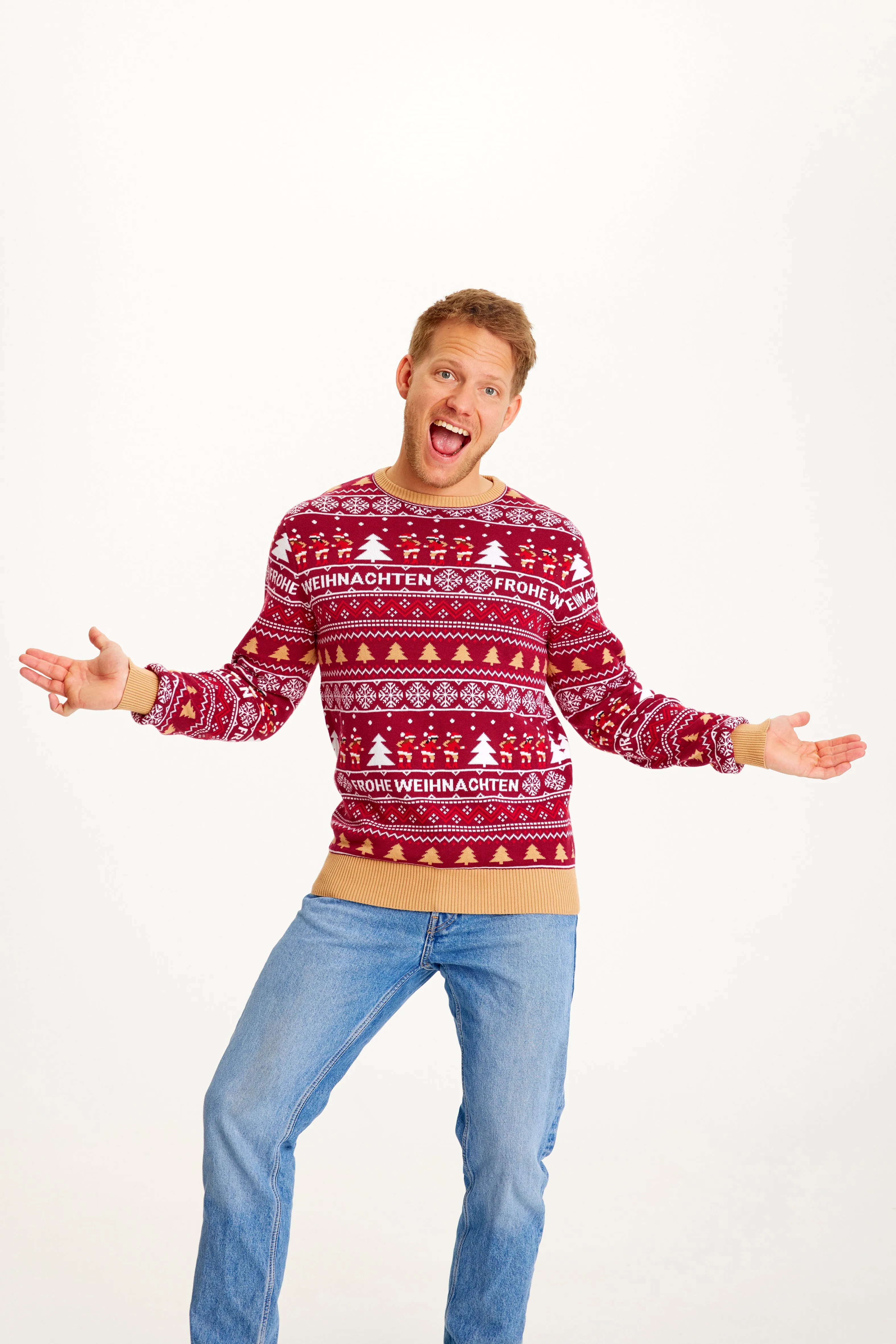 Frohe Weihnachten Sweater Bordeaux - Herre.