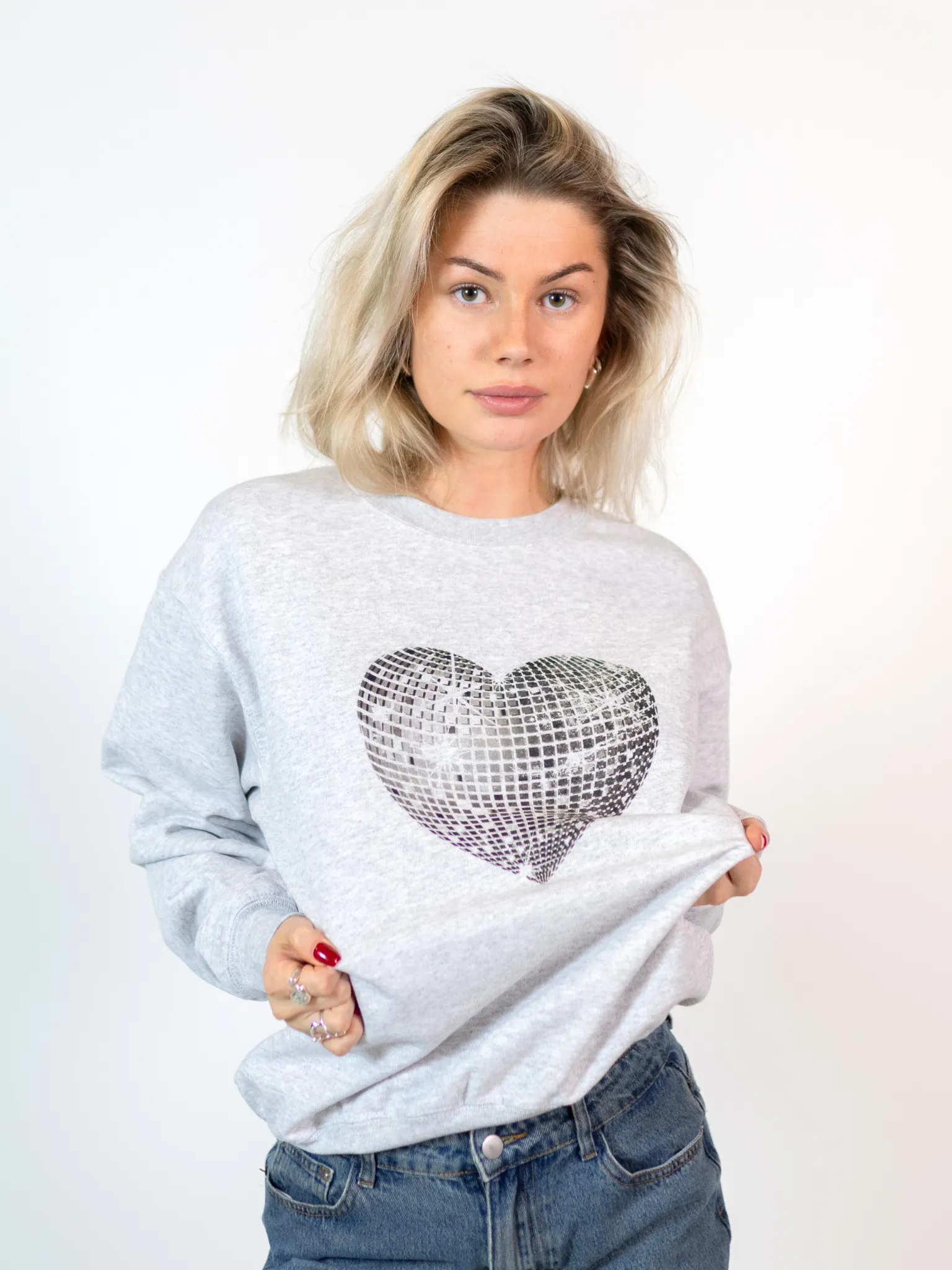 HEART DISCO (SORT) SWEATSHIRT  - GRÅ