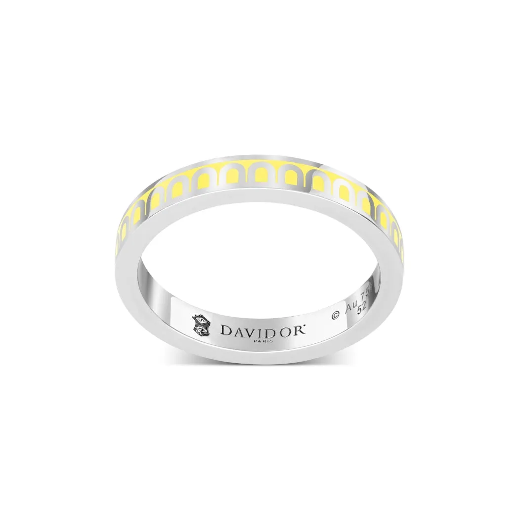 L'Arc de DAVIDOR Ring PM, 18k White Gold with Limoncello Lacquered Ceramic