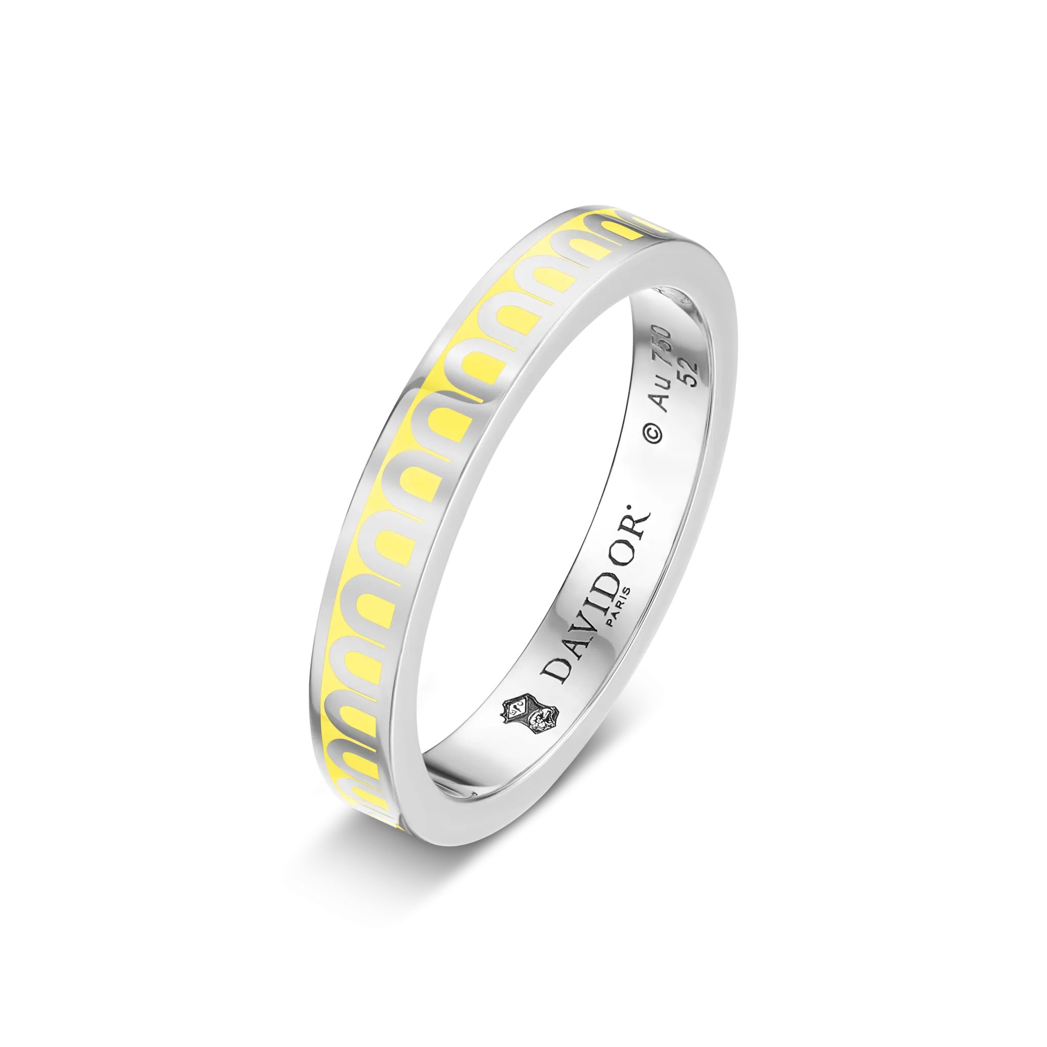 L'Arc de DAVIDOR Ring PM, 18k White Gold with Limoncello Lacquered Ceramic