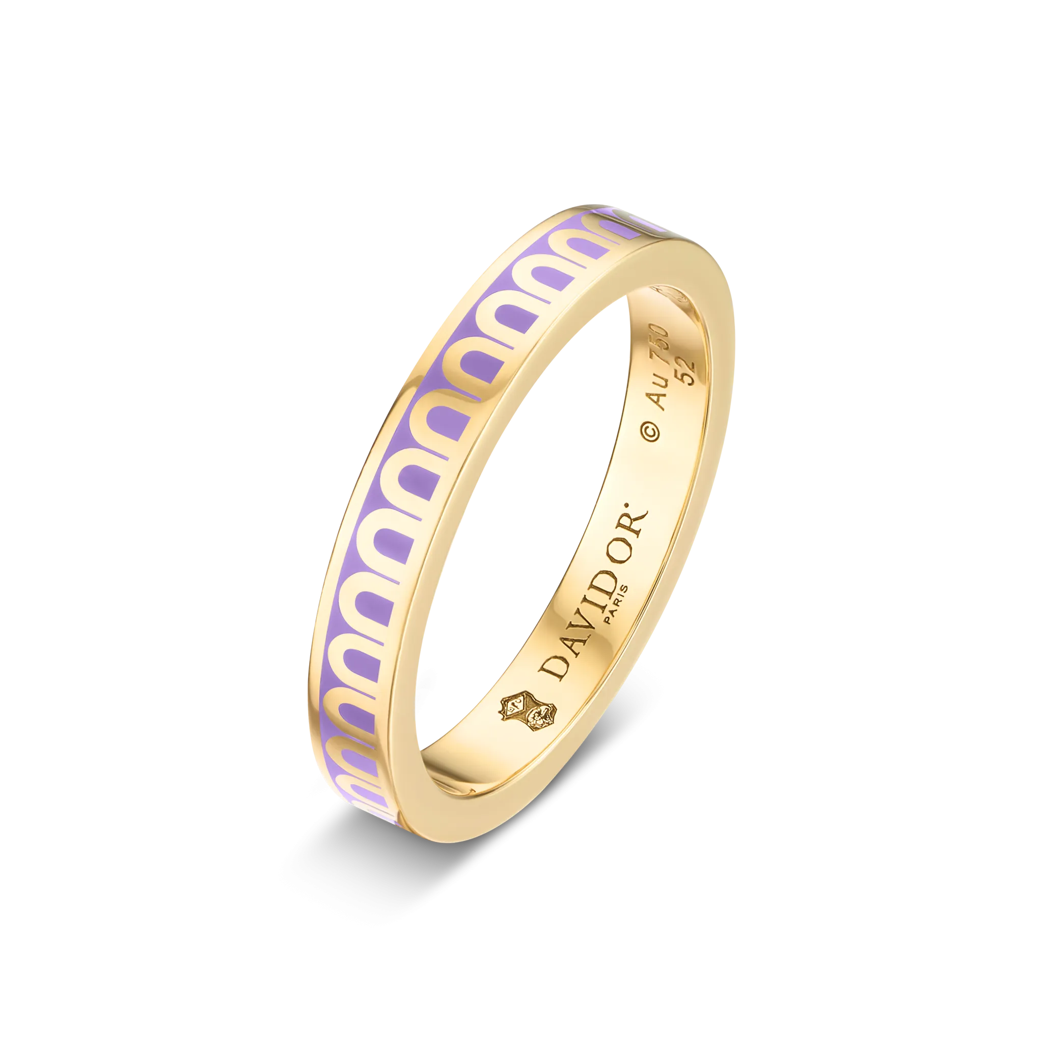 L'Arc de DAVIDOR Ring PM, 18k Yellow Gold with Lavande Lacquered Ceramic