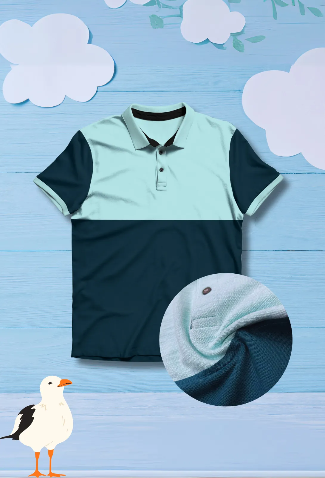 Light & Dark Green Kids Polo