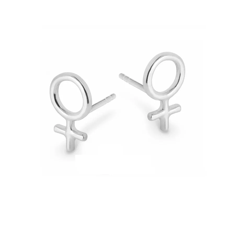 Minna Feminist Stud Earrings Silver or Bronze