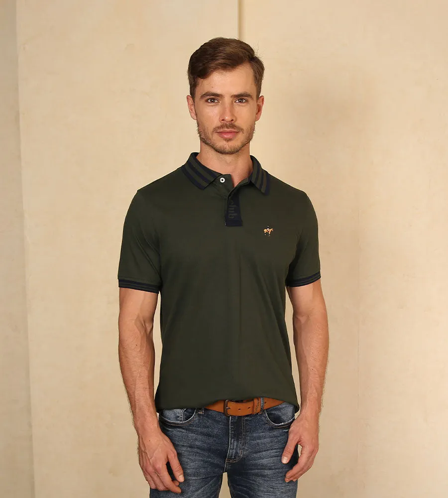 Polo Contraste Color Verde Militar Ref. 130131223