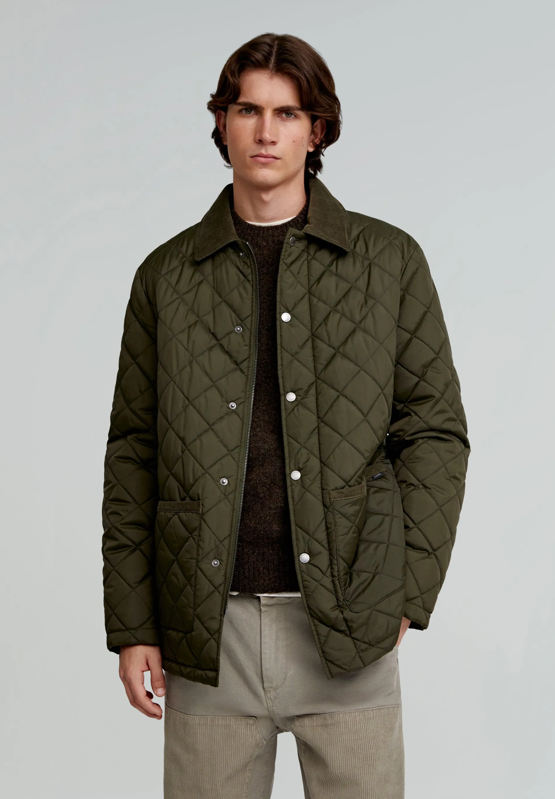 PREMIUM QUILTED JACKET WITH CORDUROY COLLAR