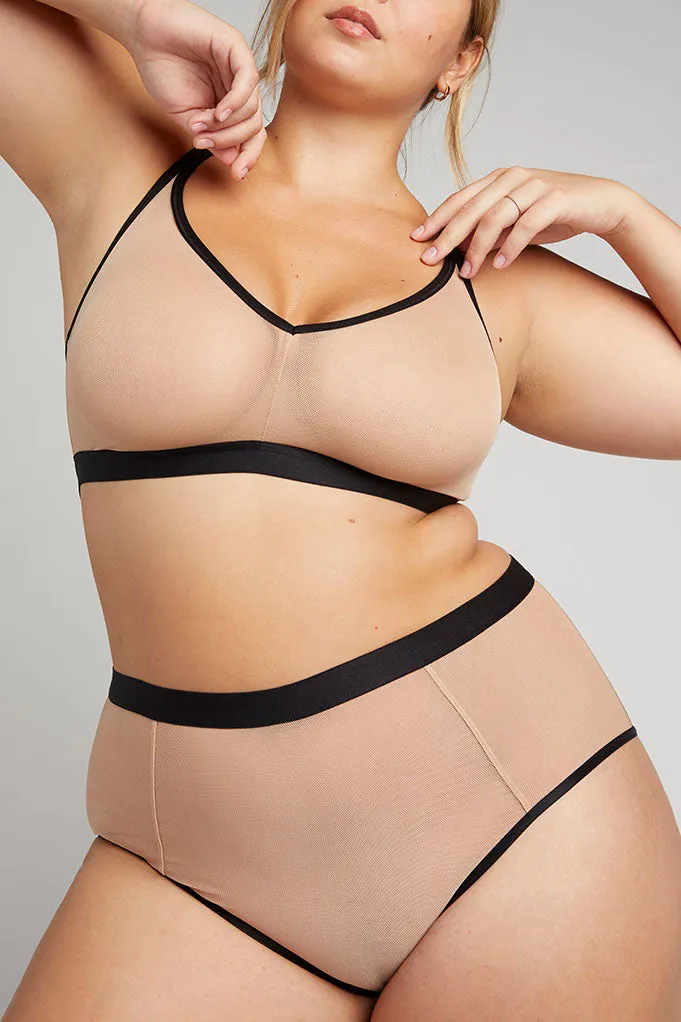 Sieve Non-Wire Bra in Buff   Black