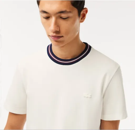 Stripe Collar Stretch Piqué T-shirt