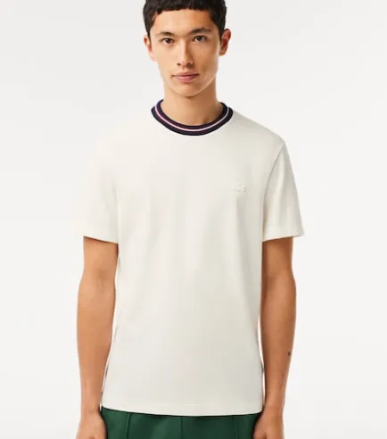 Stripe Collar Stretch Piqué T-shirt