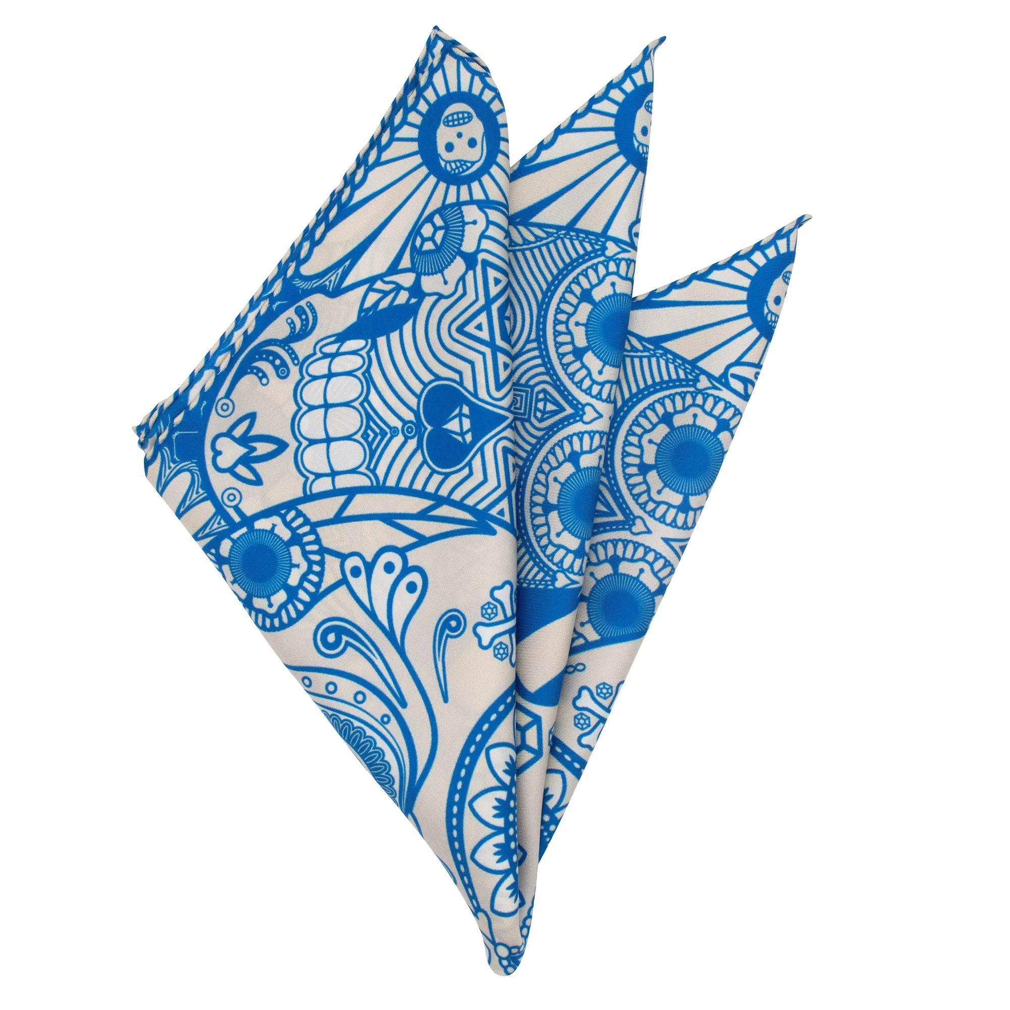 We’re all Going to Die – Silk Pocket Square Breton Blue