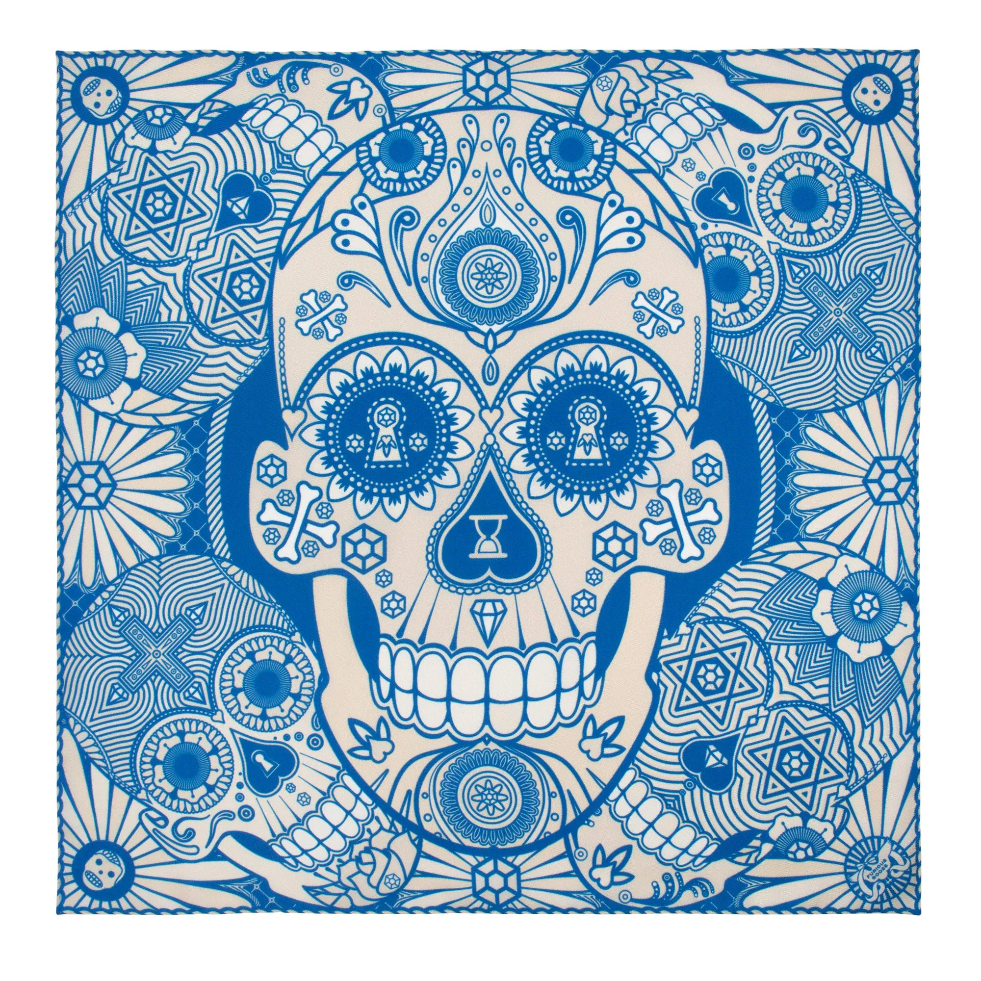 We’re all Going to Die – Silk Pocket Square Breton Blue